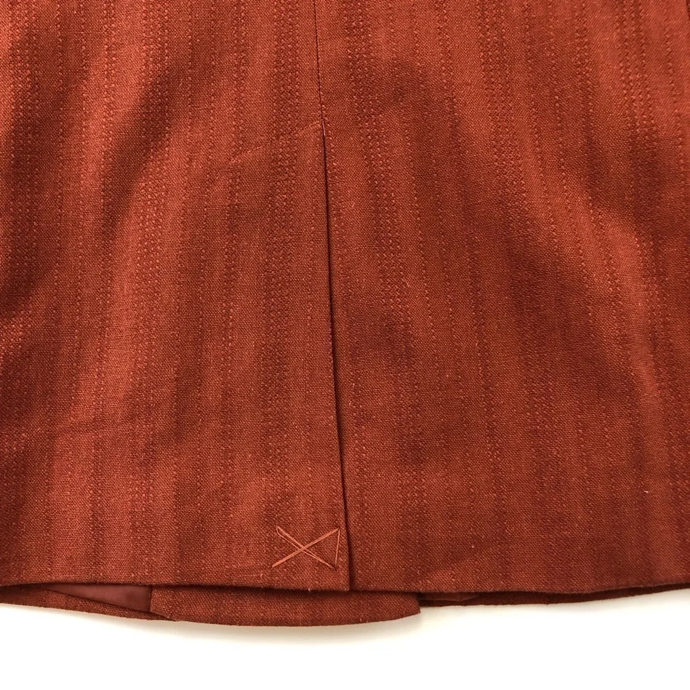 Topshop Rust Self Stripe linen blend double breasted notched collar blazer 6 - Picture 14 of 16